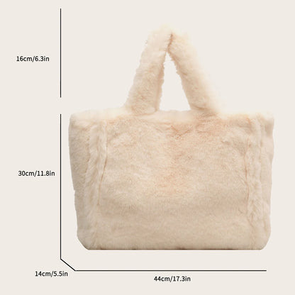 Winter Faux Fur Plush Tote Bag Women's Bag Letter Designer Large Capacity Handbag Shoulder Bag Purses Female Satchel Bags Bolsas