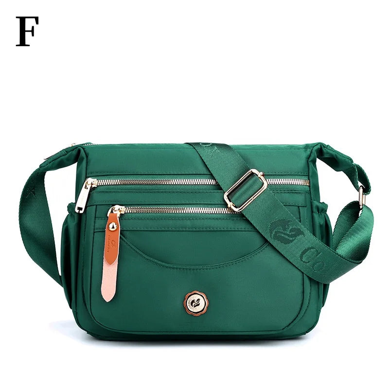 Women Nylon Shoulder Bag Multi-Pockets Crossbody Bag Fashion Handbag Adjustable Strap Ladies Waterproof Messenger Bag Satchels