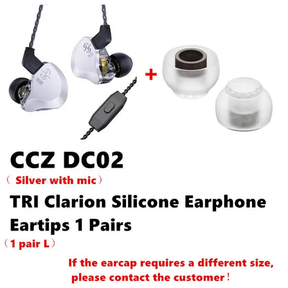 CCZ DC02 HiFi Wired Earphones Dynamic In Ear Earphones Stereo Earphones with Detachable Cable, Suitable for Musician Enthusiasts