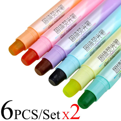 Office Material School Supplies Invisible Pen 6 pcs/Lot Candy Gel Highlighter pen Lumina Paint Marker Crayon Stationery Zakka