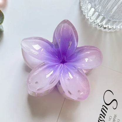 Gradient Frangipani Hair Clip Plumeria Hairpin Ins Style Ponytail Holder Barrette Sweet Girl Shark Claws Party Hair Accessories