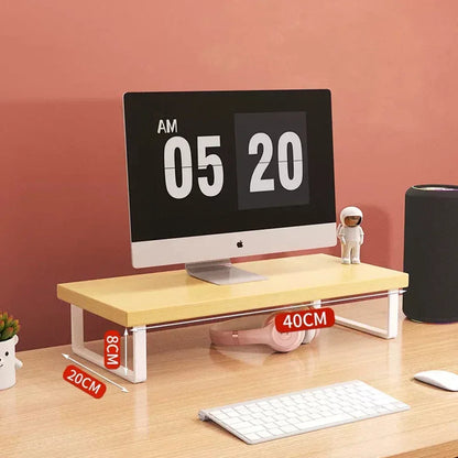 Monitor Stand Desktop Computer Stand Office Laptop Stand Storage Shelf Mini Wooden Desk Desk Shelves