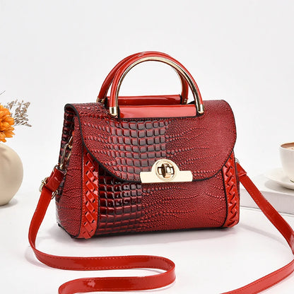 Beg Satchel Pemegang Atas Fesyen, Beg Crossbody Corak Buaya, Beg Tangan Elegan Wanita, Beg Bahu &amp; Dompet 