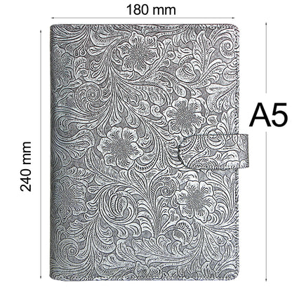 A5 A6 Notebook Cover Metal Color 6 Ring Binder PU Clip-on Notebook Leather Loose Leaf  Notebooks Journal Stationery