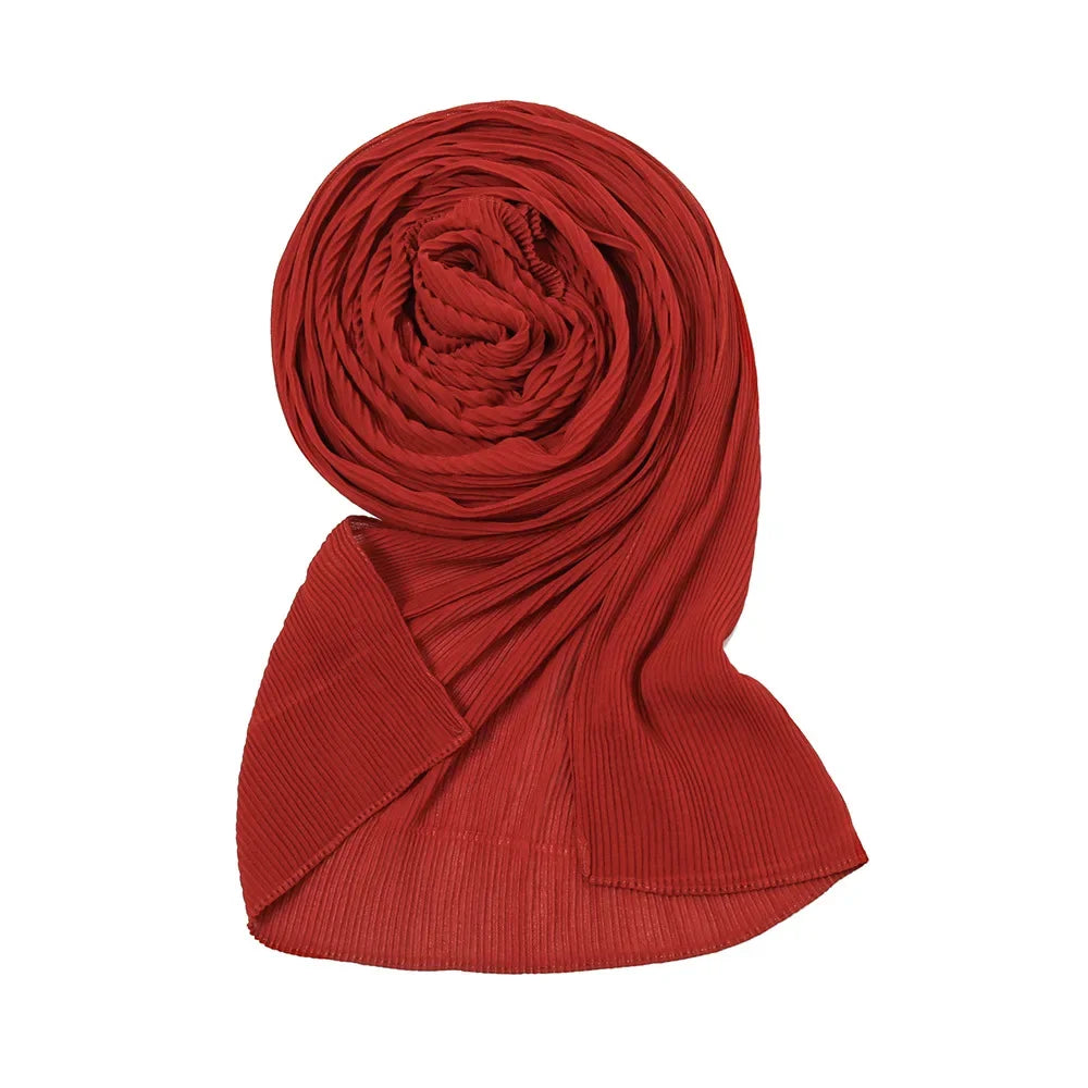 Big Size Pleated Chiffon Hijab Scarf for Muslim Women Turban Pashmina Shawls and Scarves Women Bandana Headband Hijabs Headscarf