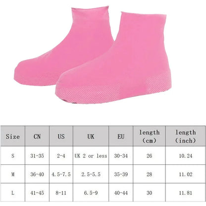 1 Pair Silicone WaterProof Shoe Covers Lip-resistant Rubber Rain Boot Rain Gear Overshoes Accessories for Outdoor Rainy Day