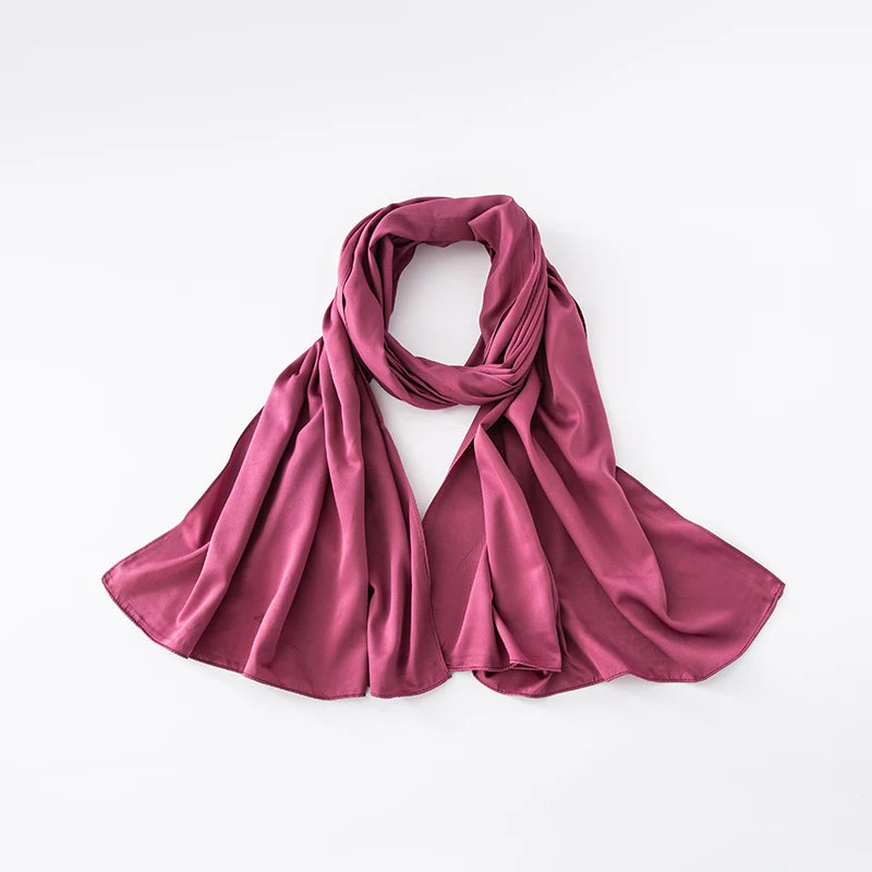 Cheap Plain Long Satin Polyester Scarves Matte Feeling Solid Women Scarf Soft Malaysia Women Shawl Big discount Muslim Hijab