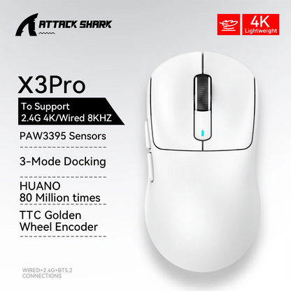 Attack Shark X3 mouse , 49g Lightweight Mouse Pixart 3395 Gaming Mouse Wireless  2.4G Bluetooth Gaming Esport Mouse Laptop