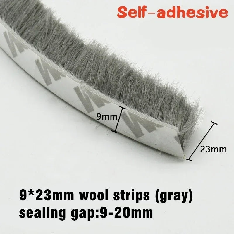 10M  Sealing Brush Strip Aluminium Alloy Door Window Soundproof Weather Stripping Seal for Dustproof Groove Gap Filler Blocker