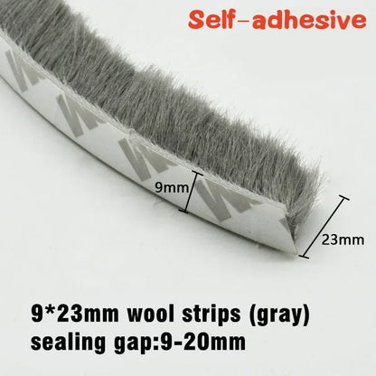 10M  Sealing Brush Strip Aluminium Alloy Door Window Soundproof Weather Stripping Seal for Dustproof Groove Gap Filler Blocker