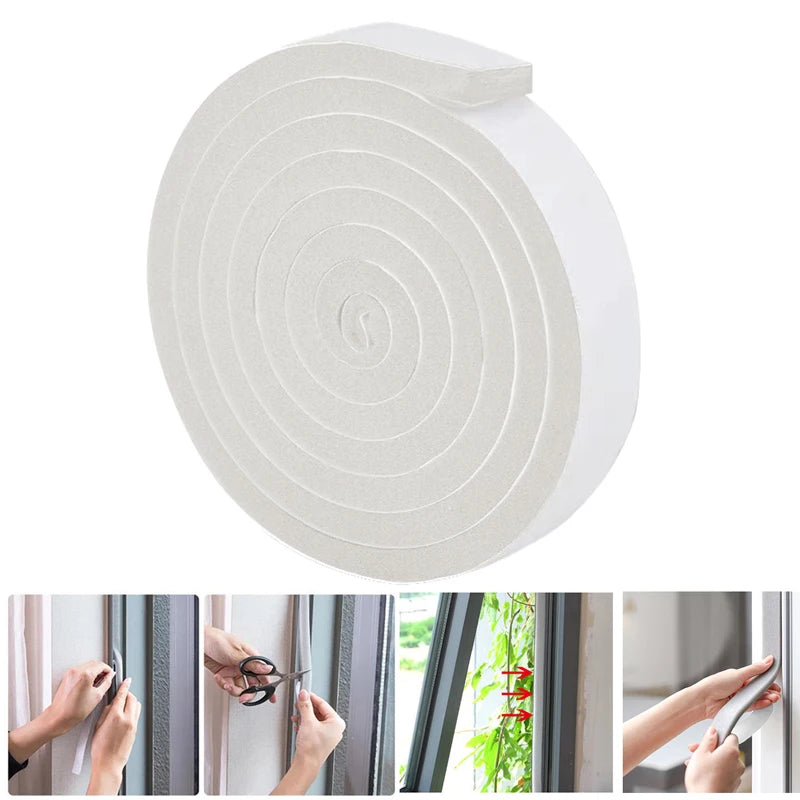 2M Foam Self-Adhesive Door Window Sealing Strip Wearable Sliding Dustproof Sponge Strip Soundproof Home Insulation Sealing Tape