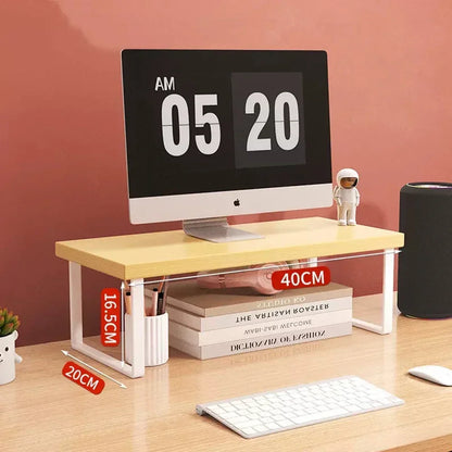 Monitor Stand Desktop Computer Stand Office Laptop Stand Storage Shelf Mini Wooden Desk Desk Shelves