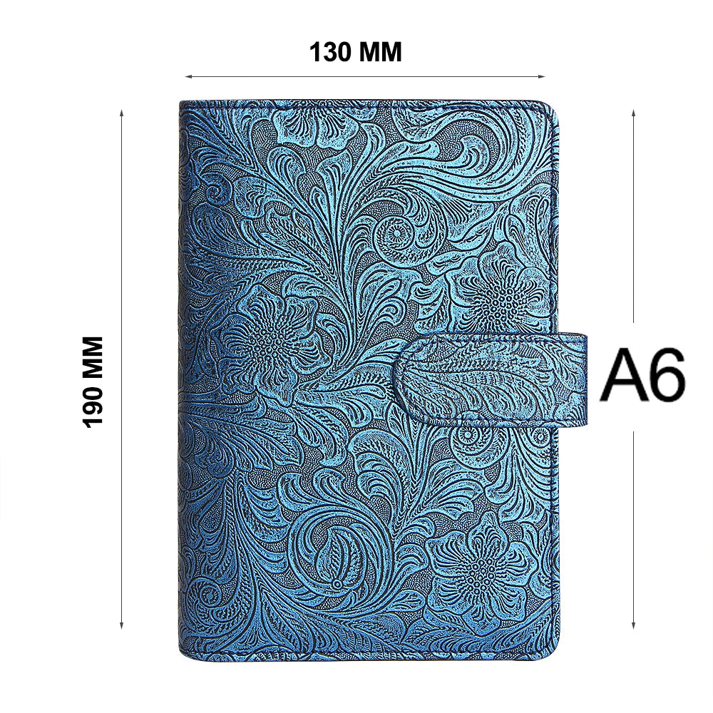 A5 A6 Notebook Cover Metal Color 6 Ring Binder PU Clip-on Notebook Leather Loose Leaf  Notebooks Journal Stationery