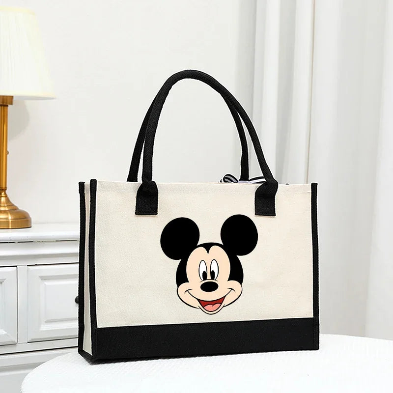 Disney Mickey Women Handle Tote Beach Bag Handbag Simple Wedding Large Capacity Shoulderbag Shopper Picnic Beach Gift Bags