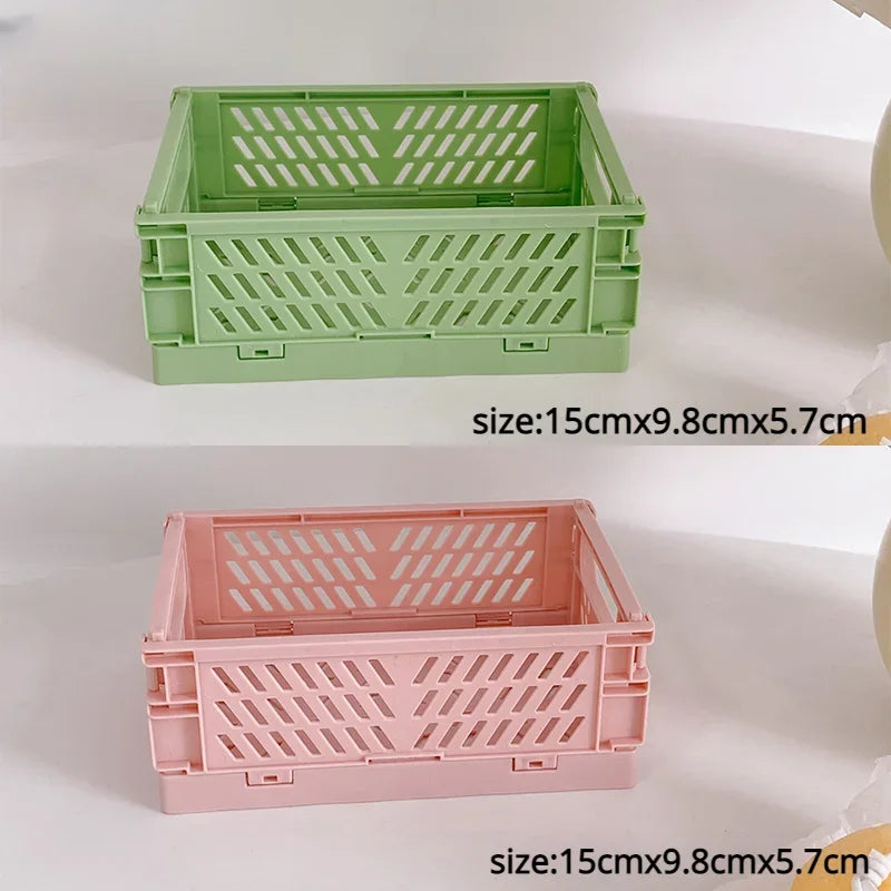 Plastic Foldable Storage Crate Folding Box Basket Stackable Cute Makeup Jewellery Toys Boxes for Storage Box Organizer Portable