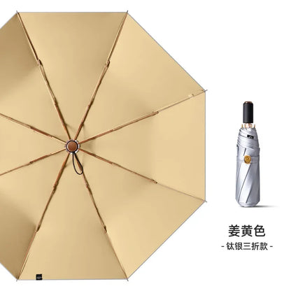 Sunshade Folding Umbrella for Women, Thickened Titanium Silver Cloths, Anti Sun UV, Windproof Waterproof, Rain Umbrellas Parasol