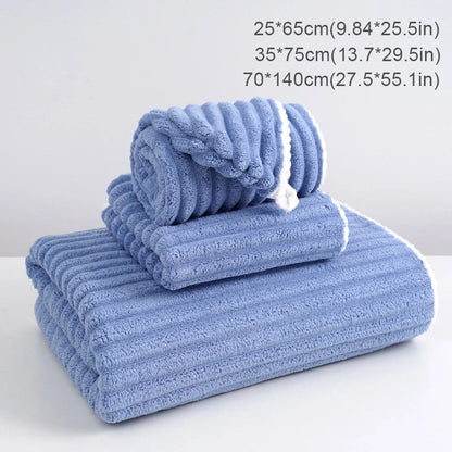 3Piece Bath Towels Set wrap edge thickened coral velvet candy bar bath towel Face Towels Set adult home pool beach seaside