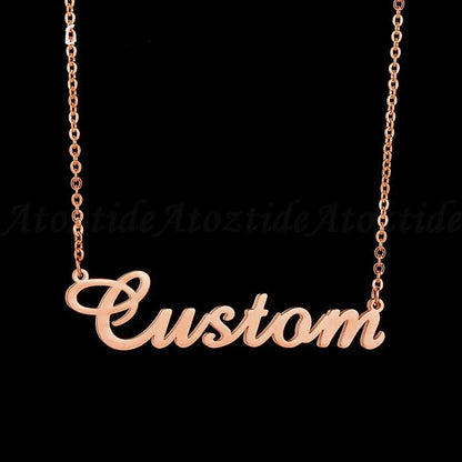 Atoztide Customized Fashion Stainless Steel Name Necklace Personalized Letter Gold Color Choker Necklace Pendant Nameplate Gift