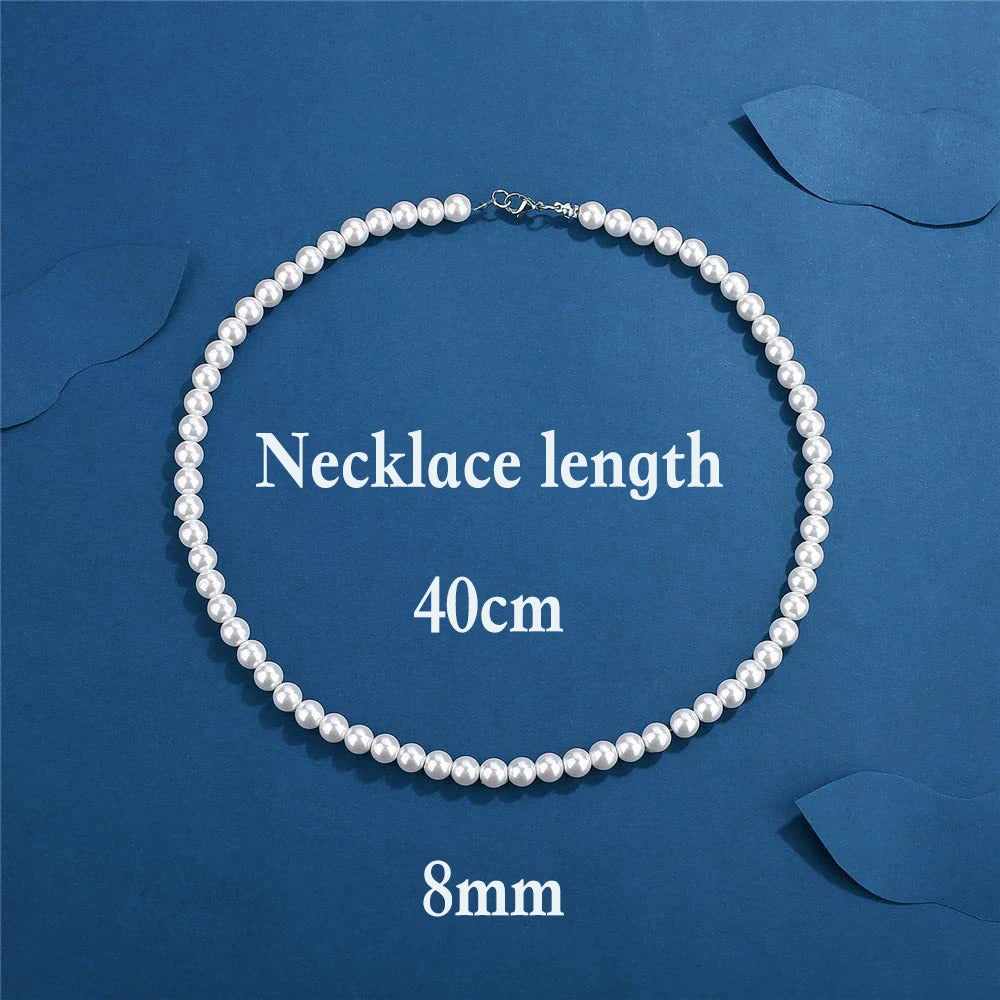 Pearl Necklace Men Simple Handmade Strand Bead Necklace 2024 New Trendy Man Jewelry for Women Girls Wedding Banquet Necklaces