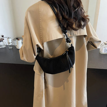 Beg Bahu untuk Wanita Zip Penutupan Beg Bulan Sabit Kulit Beg Hobo Vintaj Clutch Purse untuk Perjalanan Kerja 