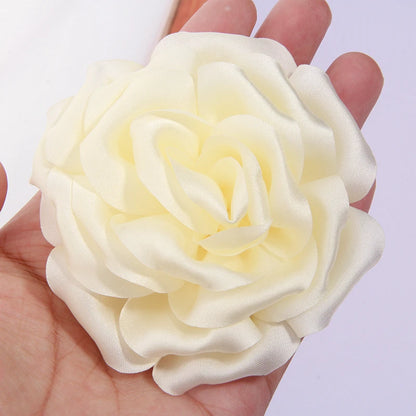 9cm Bunga Peony Satin Buatan Tangan Buatan Tangan untuk Klip Jepit Rambut Pakaian Hiasan Kepala Aksesori DIY DIY roset Fabrik Sutera organza 