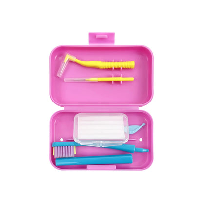 1 Box Portable Travel Dental Cleaning Set Oral Cleaning Care Toothbrush Interdental Brush Teeth Whitening Orthodontic Care Kit