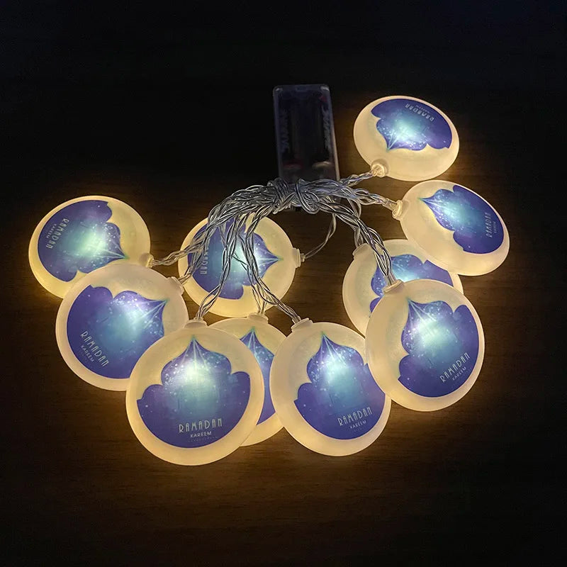 Ramadan Star Moon Castle Lampu Rentetan LED Eid Mubarak Hadiah Islam Muslim Ramadan Kareem Hiasan untuk Pesta Aidilfitri di Rumah 