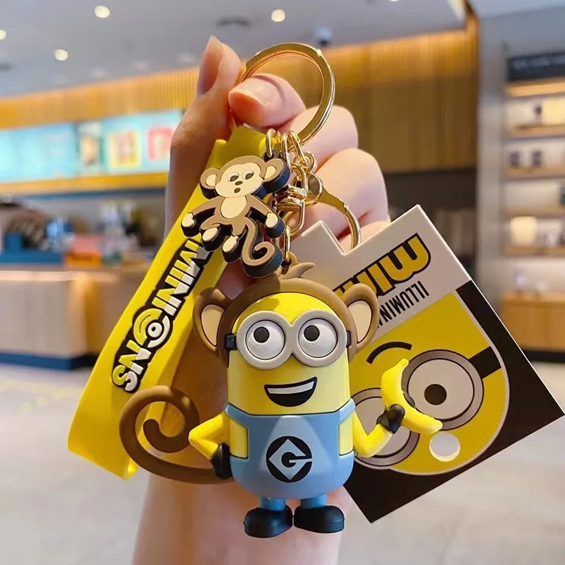 Anime Minions Keychain12 Chinese Zodiac Series Kartun Comel Mainan Kanak-kanak Cincin Kunci Beg Sekolah Hadiah Aksesori Kunci Kereta