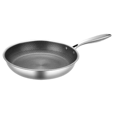 Honeycomb Frying Pan Stainless Steel Thickened Grain Wok Fried Steak Pan Frying Pan Non-Stick Long Handle Pan For All Stove