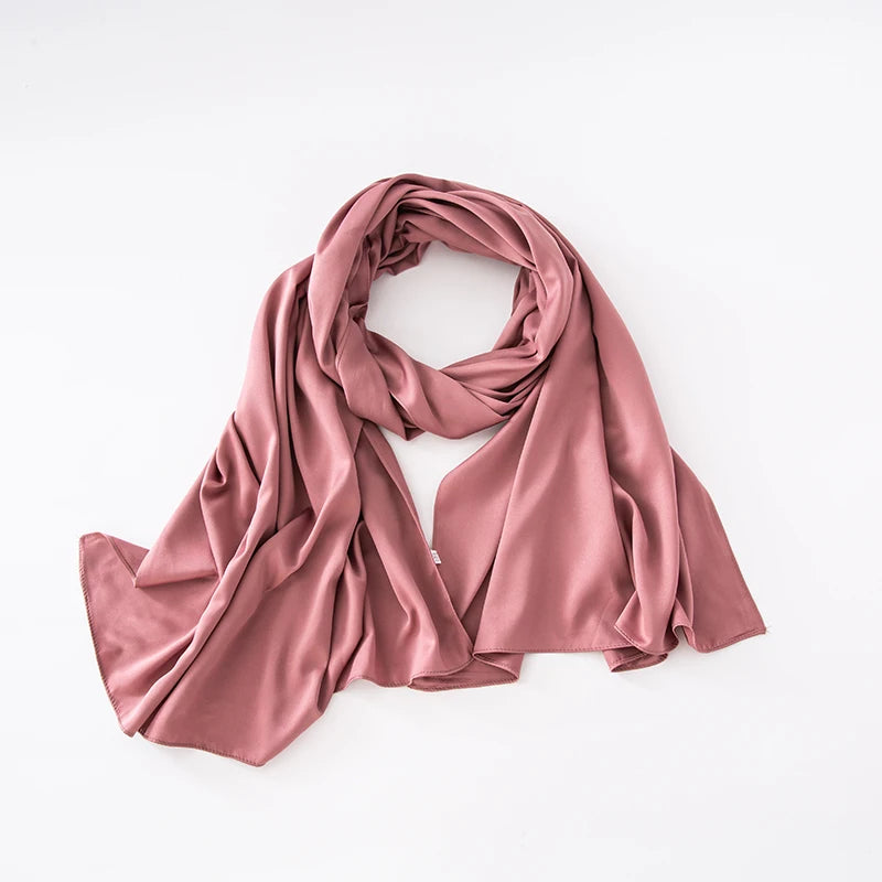 Cheap Plain Long Satin Polyester Scarves Matte Feeling Solid Women Scarf Soft Malaysia Women Shawl Big discount Muslim Hijab