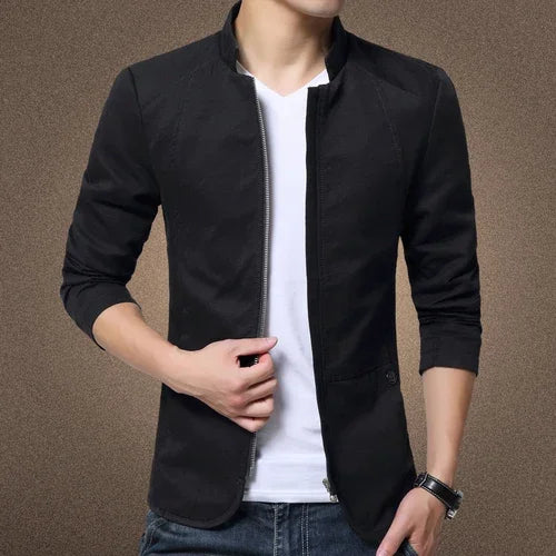 Business Mens Jacket Fashion Standing Collar Jacket Coats Men Slim Fit Business Casual Male Jackets Men Clothing Plus Size Coats