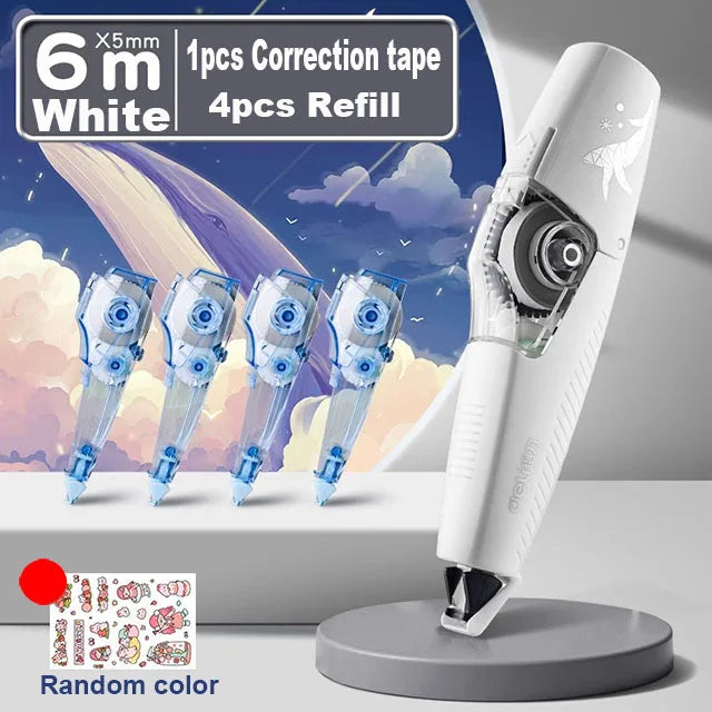 Deli Correction Pen Tape Stationery Portable Refillable Refill for Kids Writing Error White Out Correction Tape Office Supplies