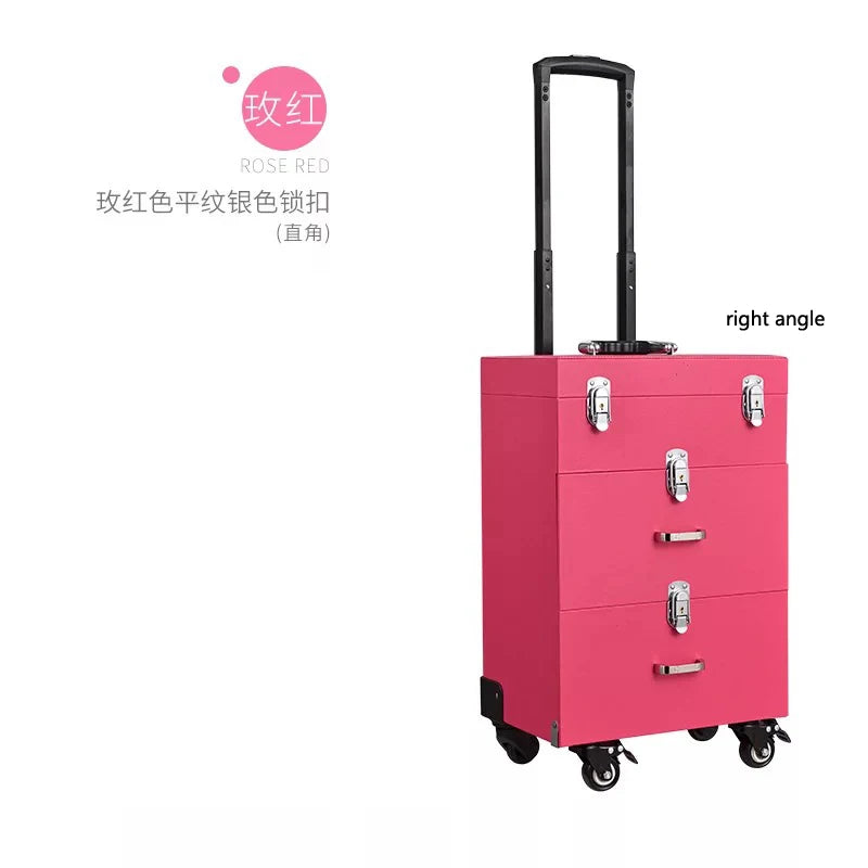 NEW Trolley luggage large Multi-layer Beauty make up bag box Suitcase capacity manicure Cosmetic case multifunct Rolling Luggage