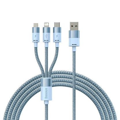 Baseus Kabel USB 3 dalam 1 USB Mikro Jenis C Pengecas Cepat Kabel Data USB Mikro Jenis C untuk IP 14 13 Samsung Xiaomi Huawei 