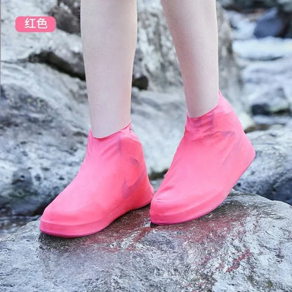 Reusable Waterproof Latex Rain Shoe Covers Non-slip Rubber Rain Boot Outdoor Rain Day Use Rain Gear Overshoes Shoes Accessories