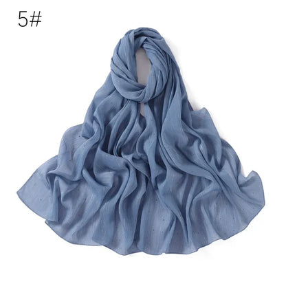 Plain Lurex Scarf Shawl Glitter Shimmer Muslim Woman Hijab Lady High Quality Wrap Stole Wrinkle Rhinestone Scarves Stoles