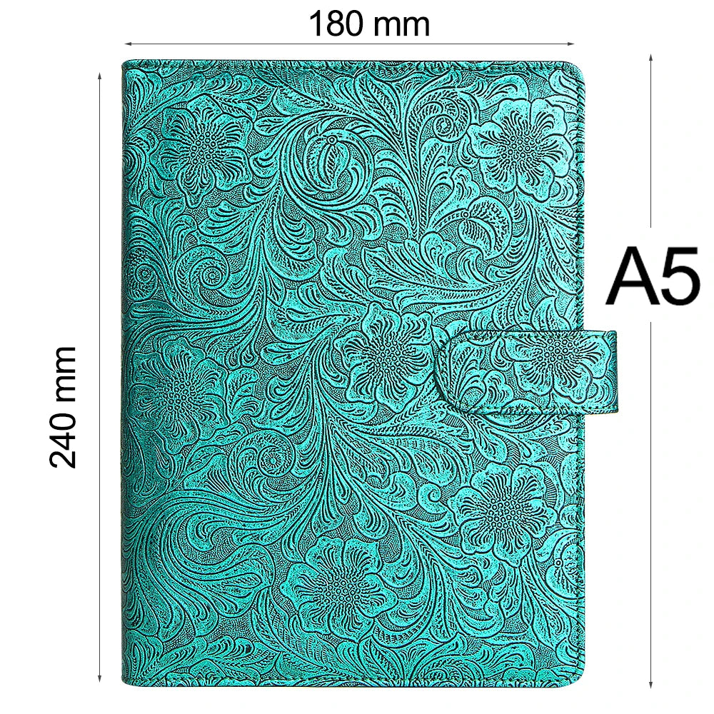 A5 A6 Notebook Cover Metal Color 6 Ring Binder PU Clip-on Notebook Leather Loose Leaf  Notebooks Journal Stationery