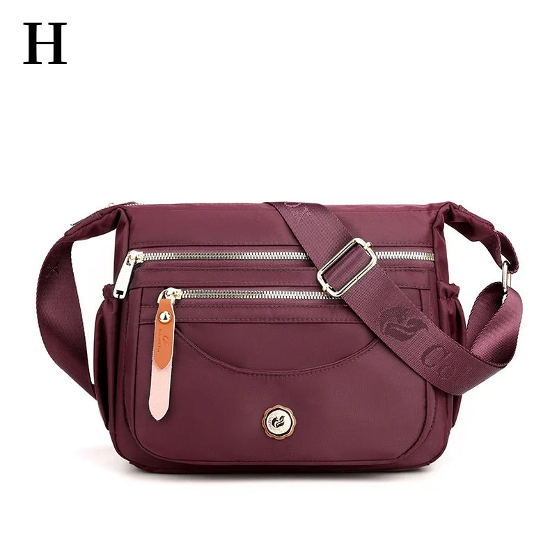 Women Nylon Shoulder Bag Multi-Pockets Crossbody Bag Fashion Handbag Adjustable Strap Ladies Waterproof Messenger Bag Satchels