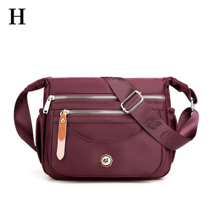 Women Nylon Shoulder Bag Multi-Pockets Crossbody Bag Fashion Handbag Adjustable Strap Ladies Waterproof Messenger Bag Satchels