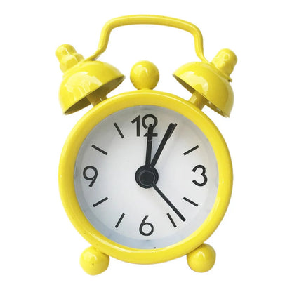 Jam Penggera Mini Mudah Alih Jam Nombor Bulat Retro Loceng Dua Jam Meja Meja Jam Kuarza Digital Tahan Lama Hiasan Rumah 