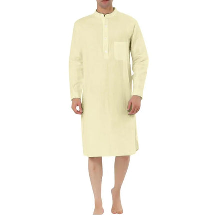 Muslim Fashion Casual Pocket Long Shirts Robe Kurta Men Arabe Hombre Arabic Shirt Islamic Dubai Man Clothing Kaftan for Men
