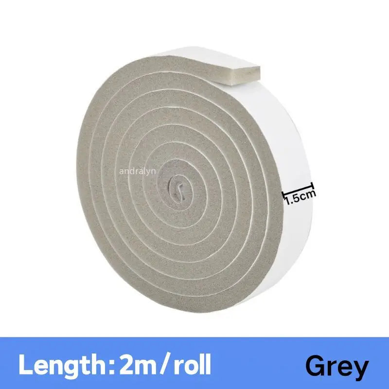 2m PU Sponge Foam Seal Strip Tapes Adhesive Anti Collision Soundproof Weather Stripping for Doors Windows Furniture Protection