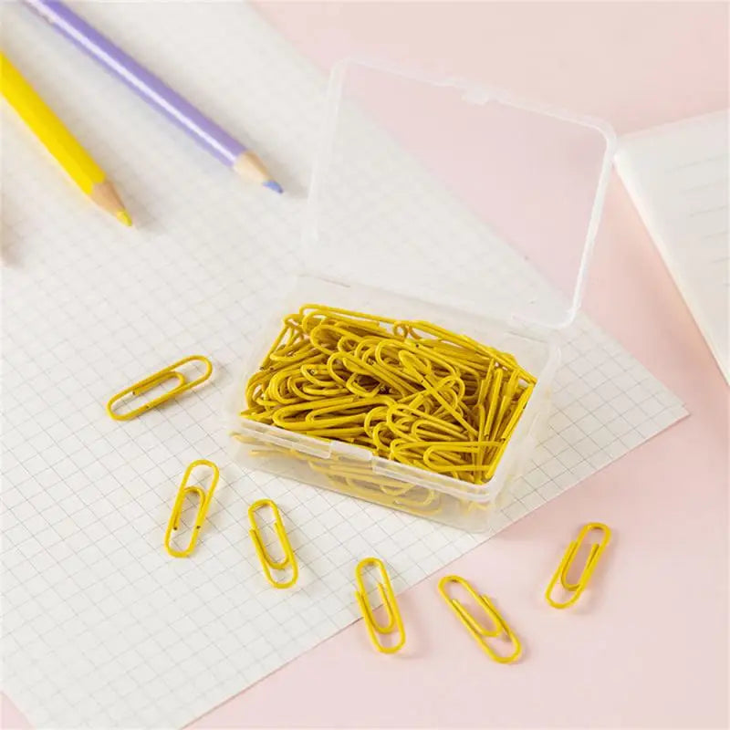 Box Colored Paper Clip Metal Clips Memo Clip Bookmarks Stationery Office Accessories School Supplies Length 18mm/50mm