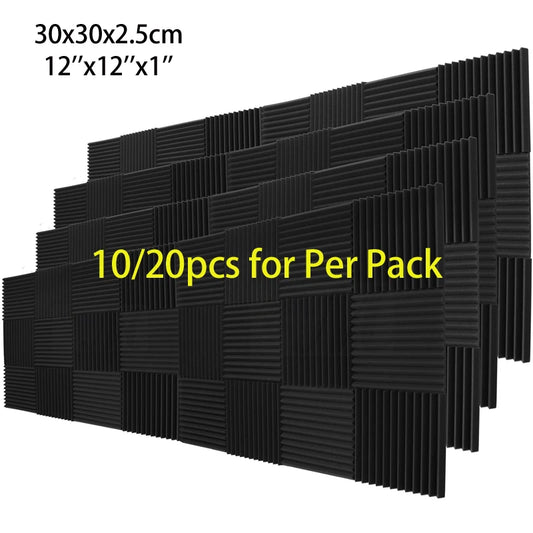 10/20pcs 12x12x1" Acoustic Foam Panel Studio Soundproofing Wedge Sound Proof Wall Panels Acoust Insulation Treatment Soundproof