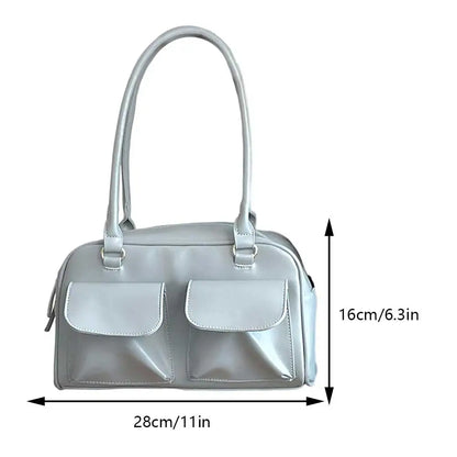 Beg Beli-Belah Beg Kulit PU Retro Wanita Beg Ketiak Pereka Pepejal Beg Ketiak Kasual Poket Berganda Beg Ketiak Tangan 