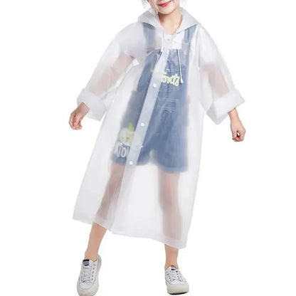 Children Raincoat Reusable Transparent Fashion Rainwear Hooded Rain Poncho Coat Girl Outdoor Raincoats Rain Gear Accessories