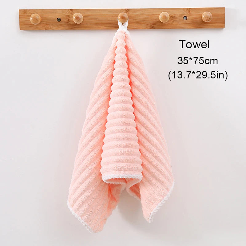 3Piece Bath Towels Set wrap edge thickened coral velvet candy bar bath towel Face Towels Set adult home pool beach seaside