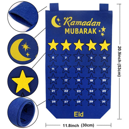 Eid Mubarak DIY Felt Countdown Calendar Hiasan Ramadan Untuk Rumah Islam Muslim Party Suppiles Ramadan Kareem Eid Al Adha 