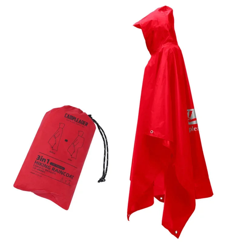 3 In 1 Hiking Raincoat Outdoor Motorcycle Cycling Rain Poncho Lightweight Long Rain Cover Used For Rain Jacket ,Mat ,And Canop