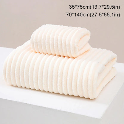 3Piece Bath Towels Set wrap edge thickened coral velvet candy bar bath towel Face Towels Set adult home pool beach seaside